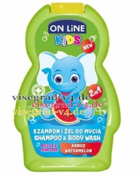 Online 2In1 Kinder Shampoo und Körperwäsche mit Wassermelone - 250 ml